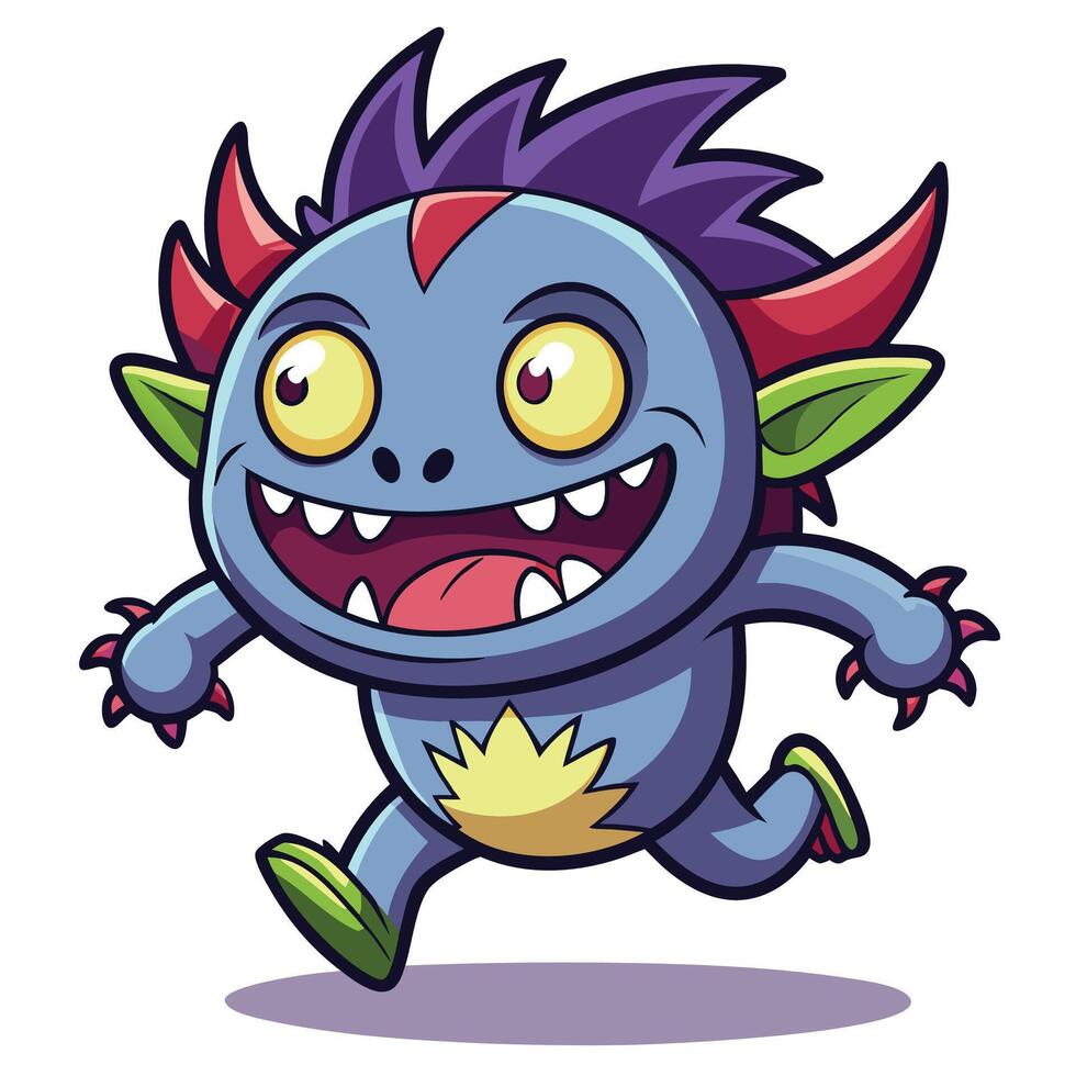 cartoon monster running white background illustration vector