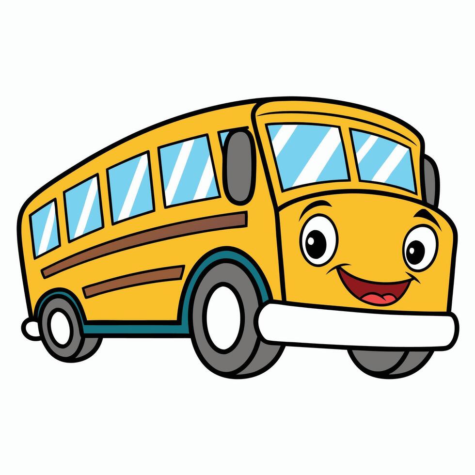 cartoon school bus with smiling face vector