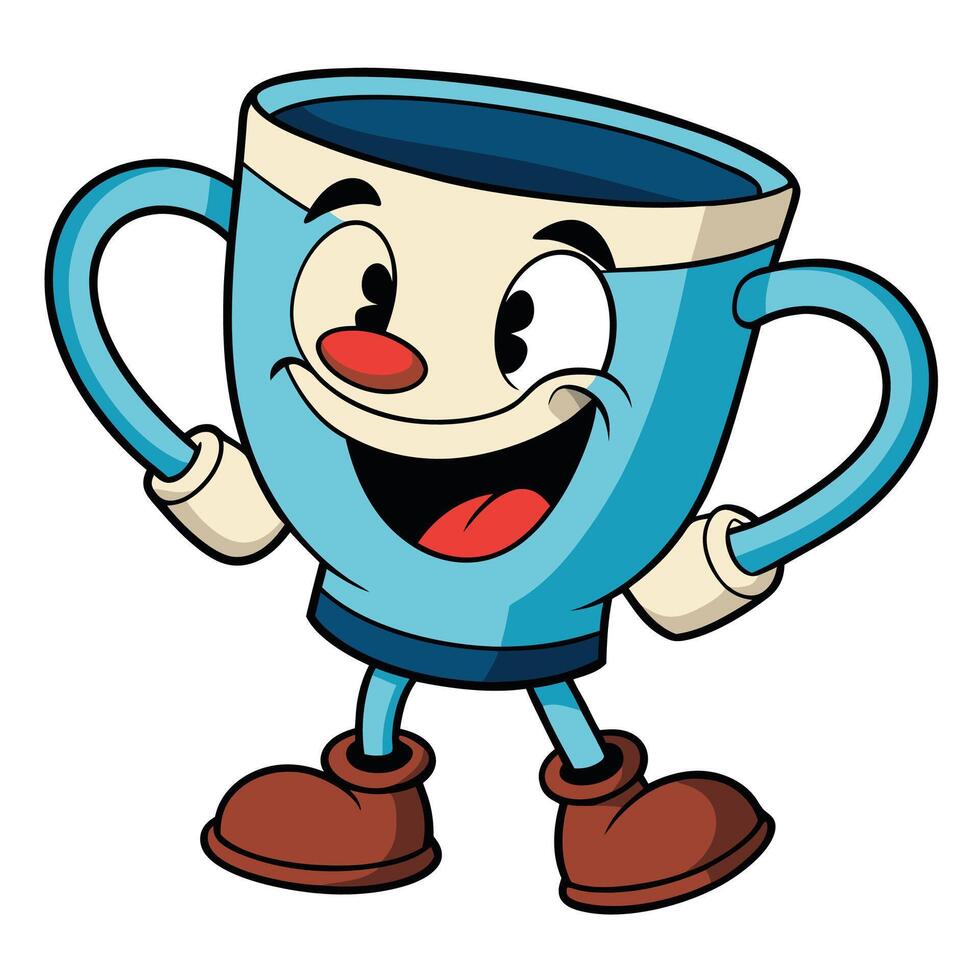 a cartoon cup with a smile on its face vector