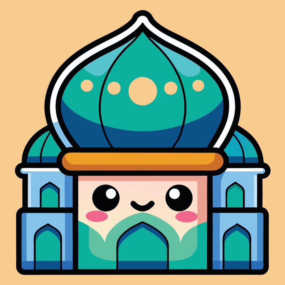 a cartoon building with a blue dome and a face vector