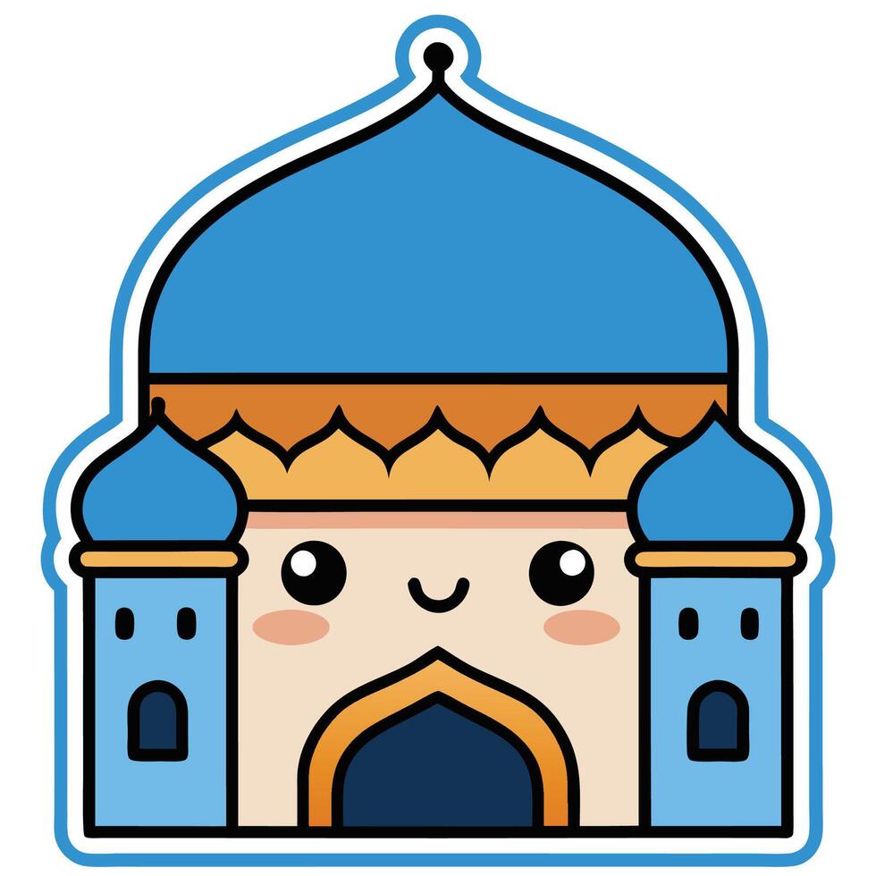 blue mosque with a smiling vector