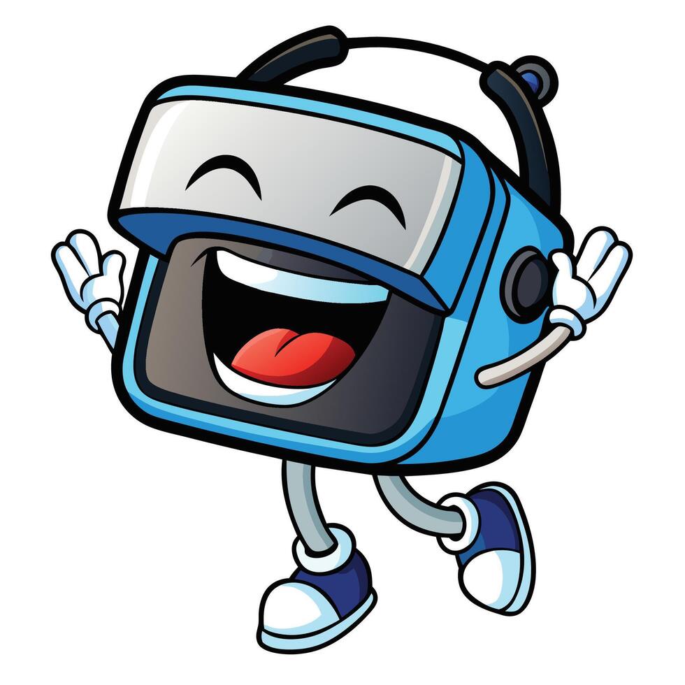 a cartoon blue box with a smile on its face vector
