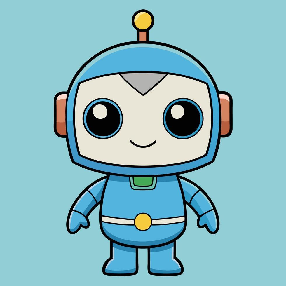 cartoon robot character with big eyes and a blue suit vector