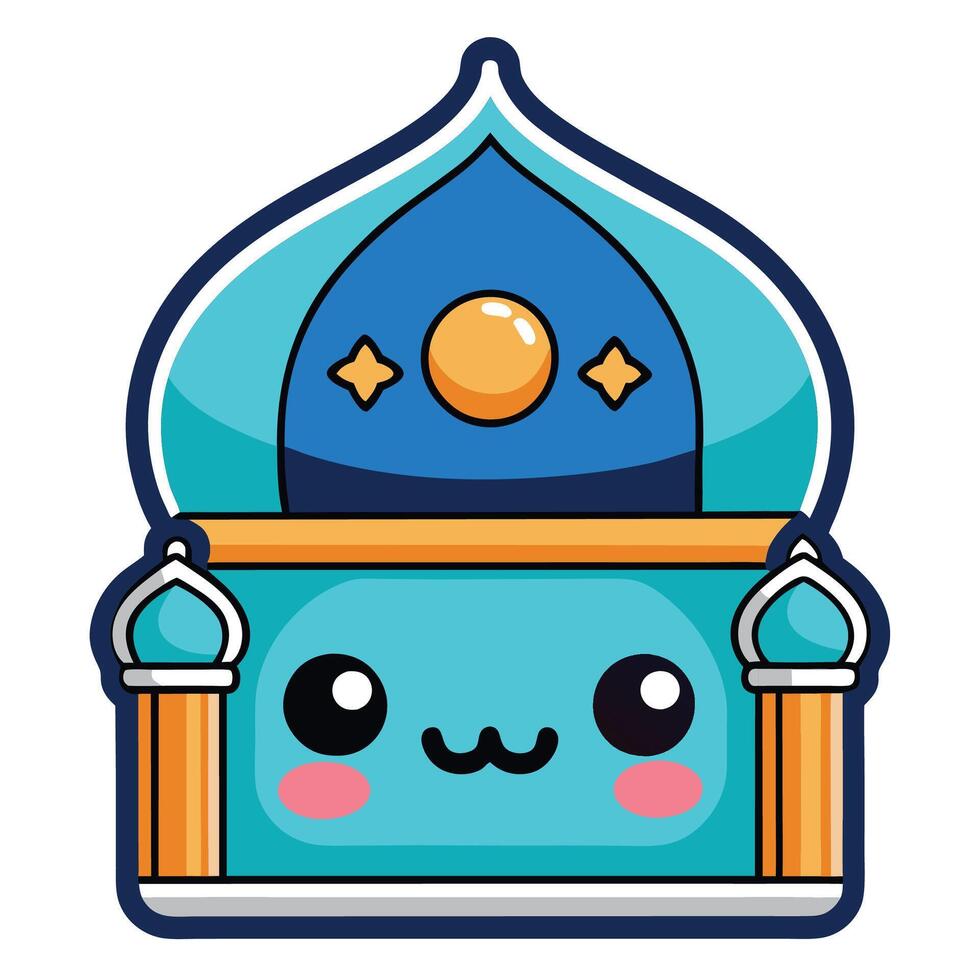 a cartoon blue box with a smiling face vector