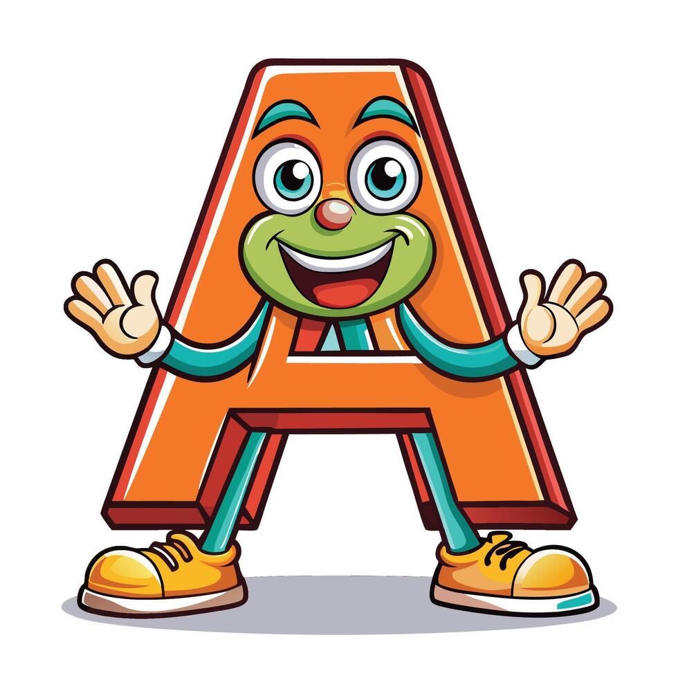 cartoon character of the letter a with arms and legs vector