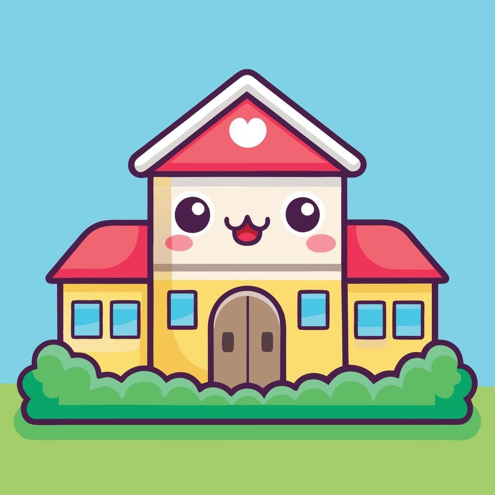 a cartoon house with a heart on the roof white background vector
