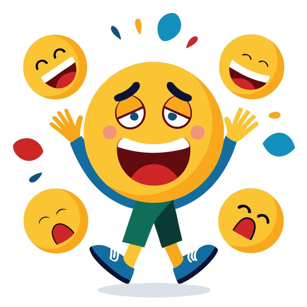 emoji character with many faces and expressions vector