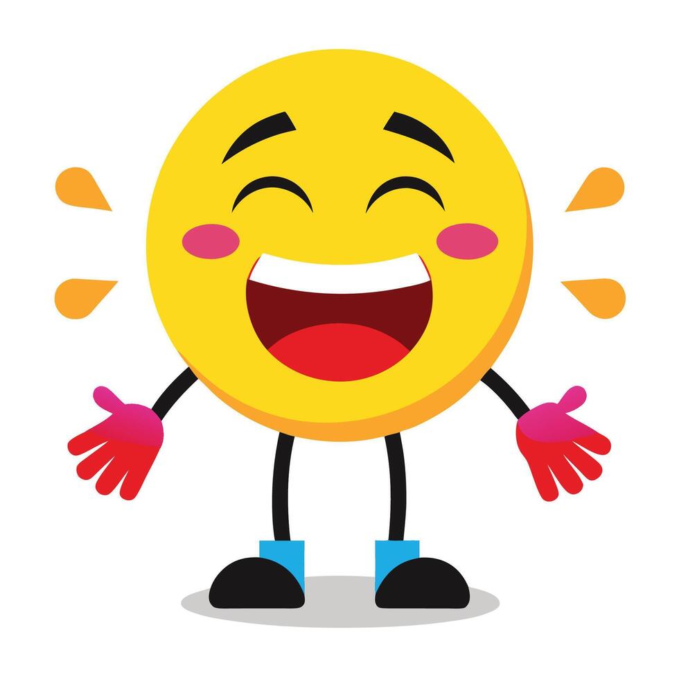 emoji character with hands and feet, smiling and waving vector