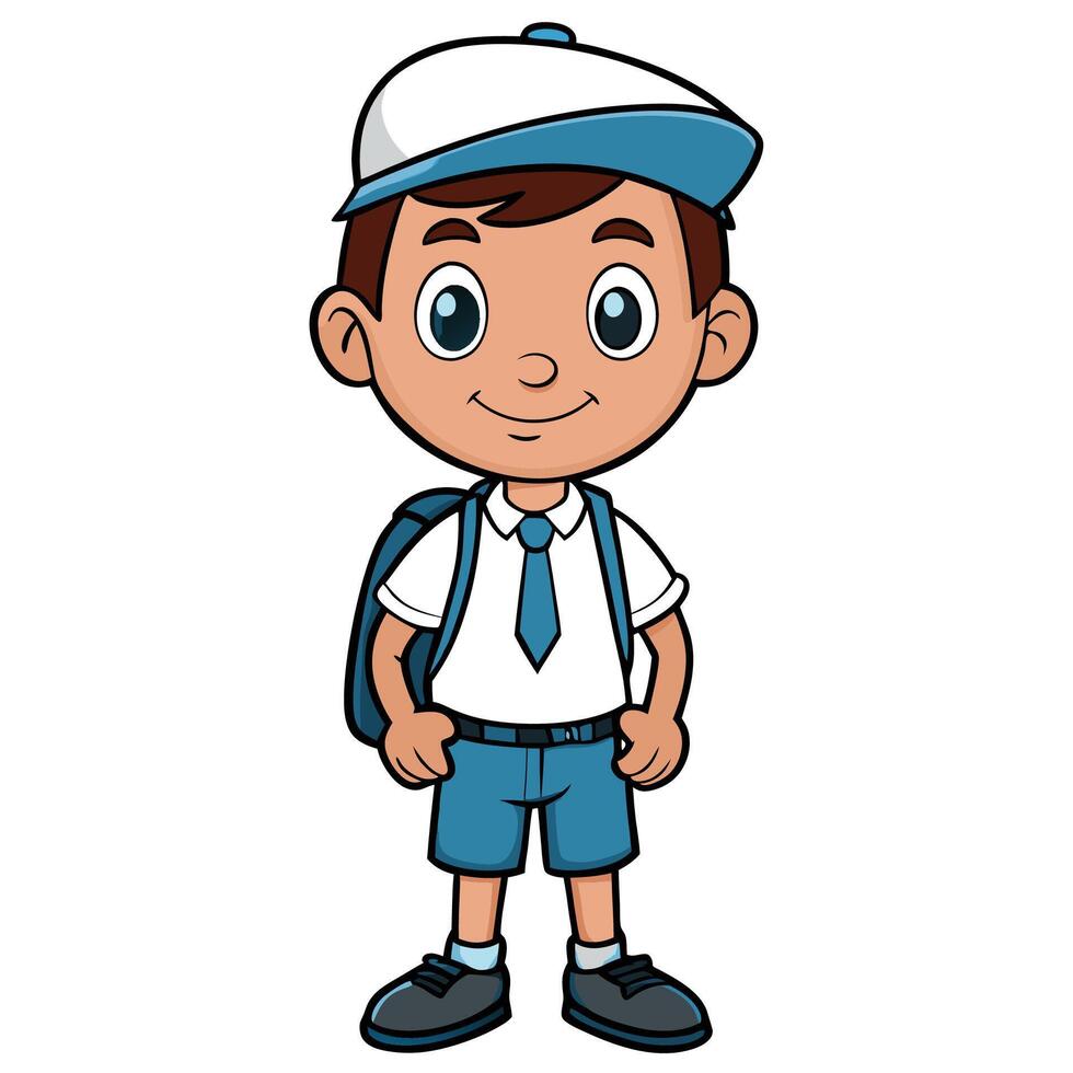 school boy cartoon illustration white background white background vector