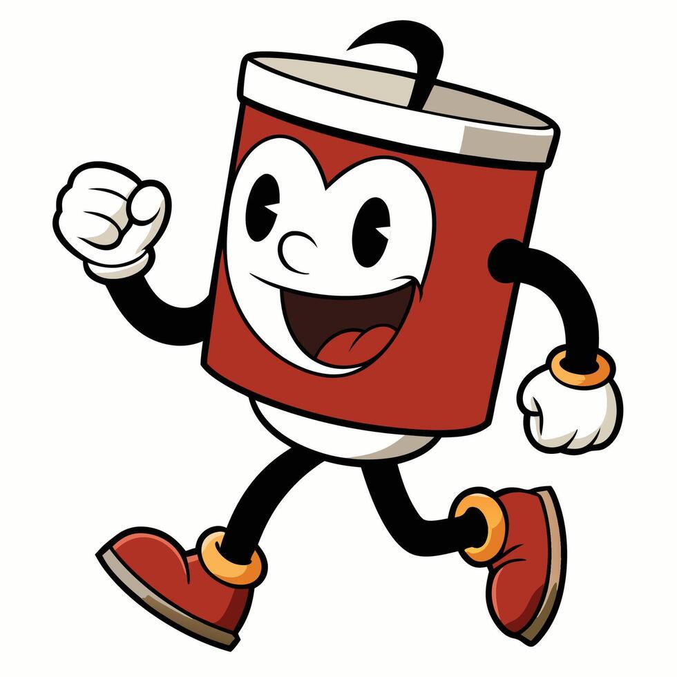 a cartoon character running with a red can vector