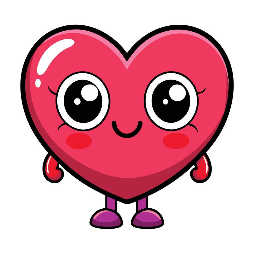 a cartoon heart with big eyes and purple legs vector