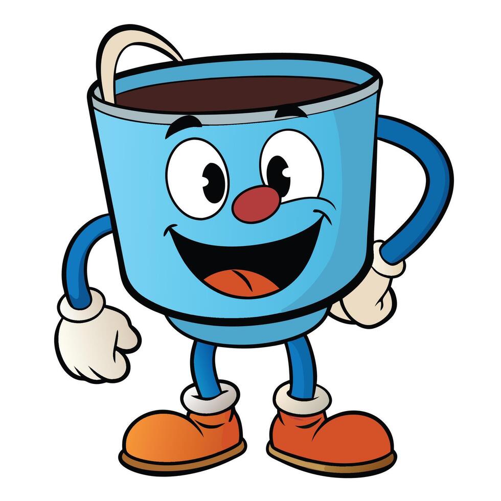 a cartoon blue bucket with a smile on its face vector