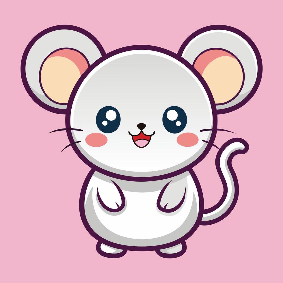 a cute white mouse with pink eyes and pink ears vector