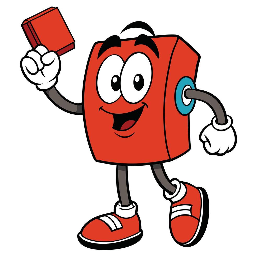 a cartoon red box holding a red card vector