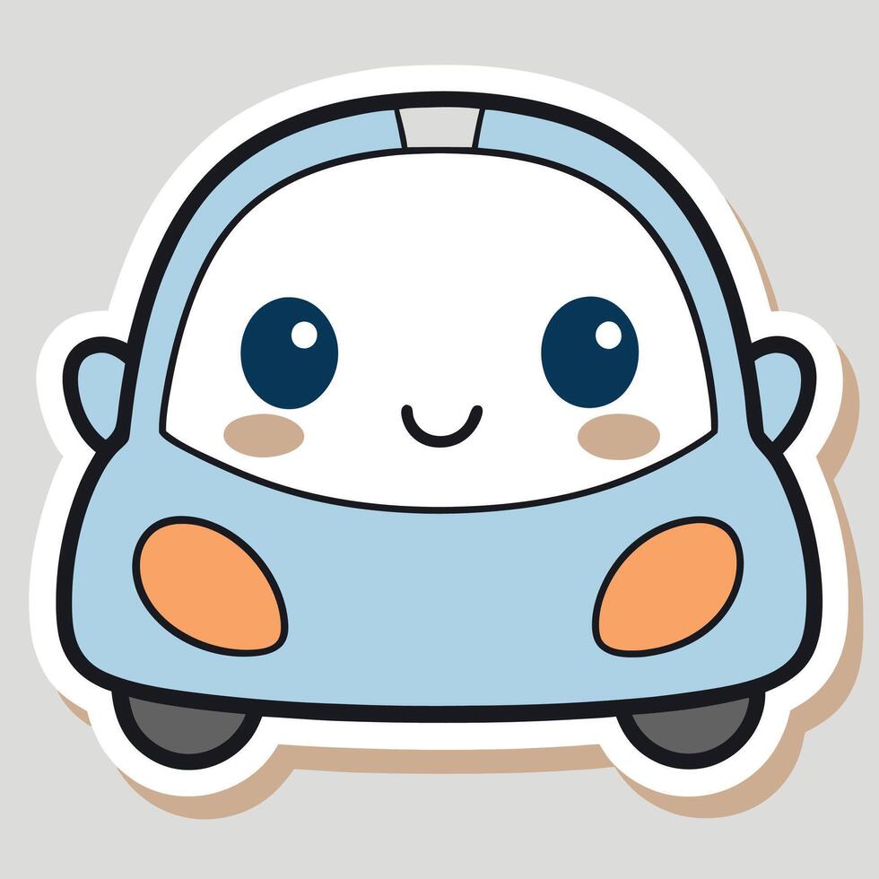 a sticker of a cute car with a smile vector
