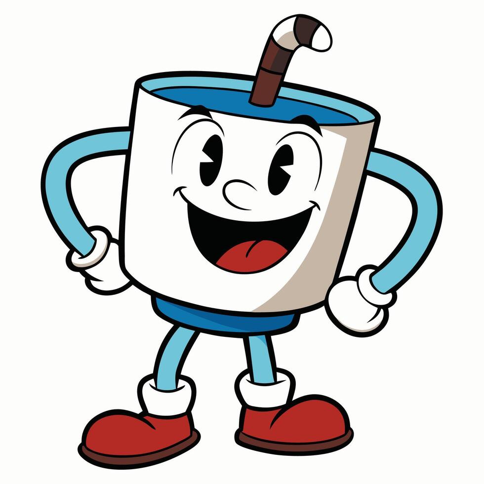 a cartoon character holding a cup with a straw vector