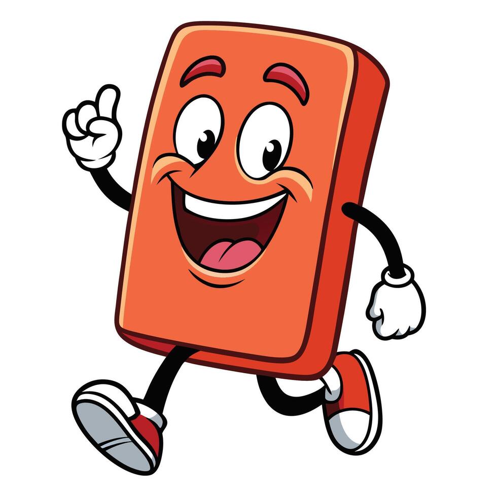 a cartoon orange bar running with a thumbs up vector