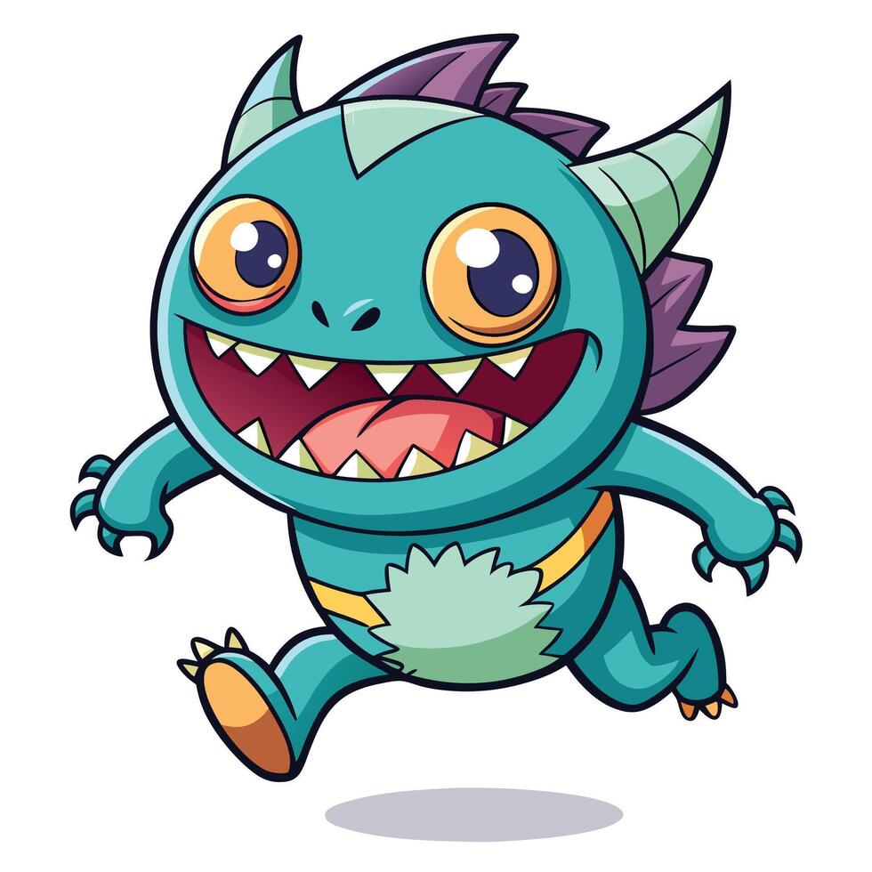 cartoon monster running illustration white background white background white background white background vector