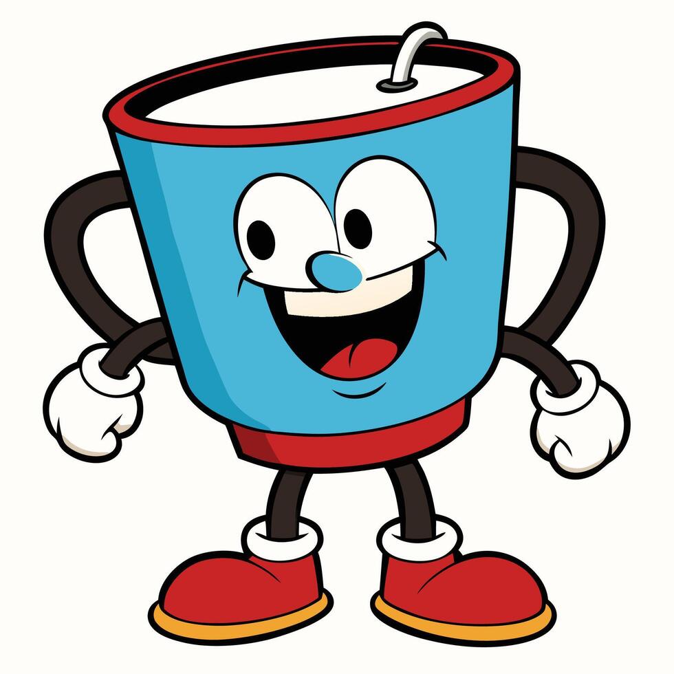 a cartoon cup with a smiley face background vector