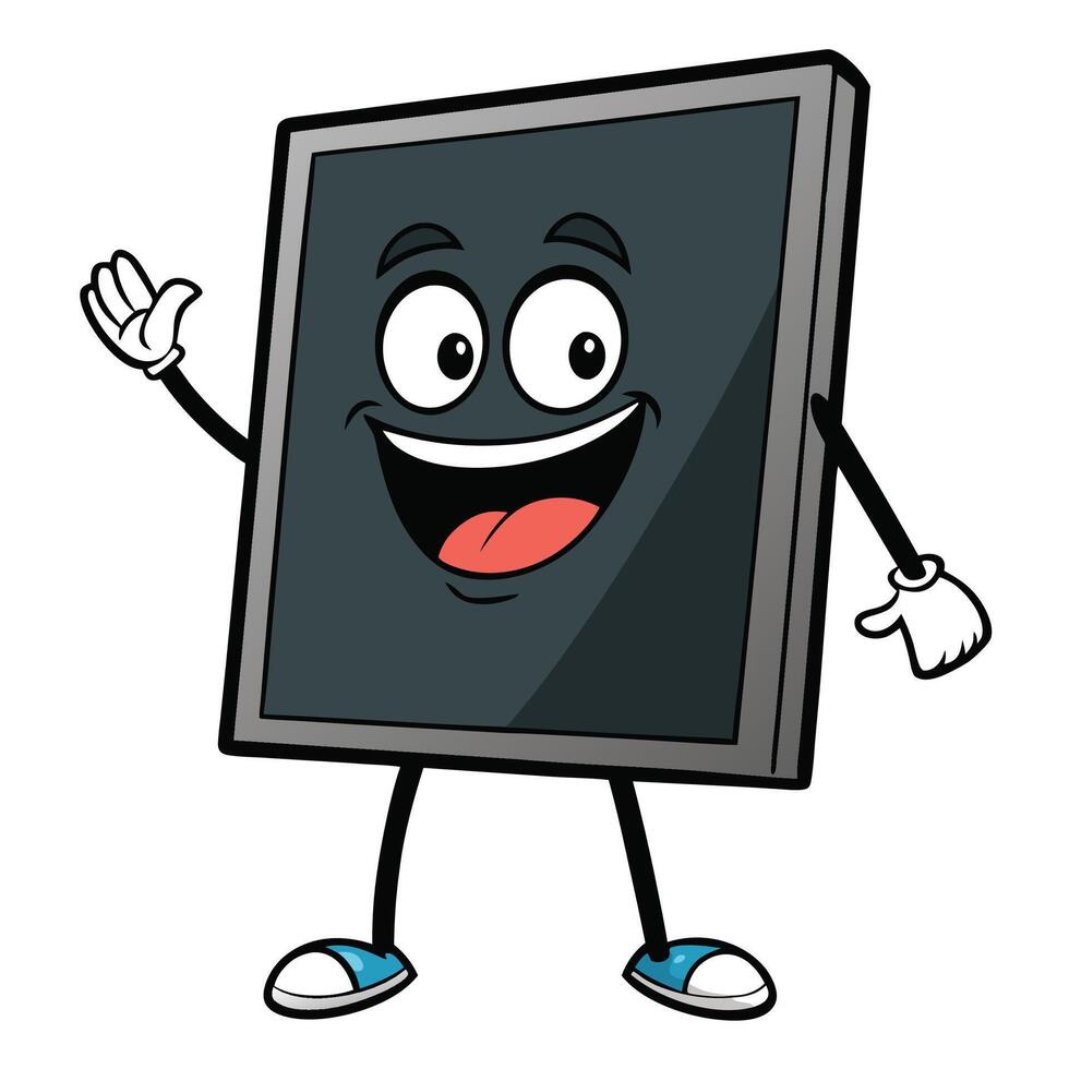 a cartoon lcd tv character waving and smiling vector