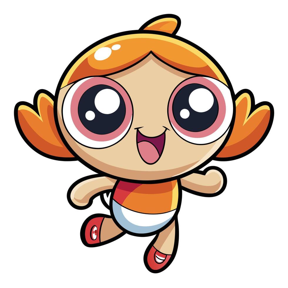 a cartoon character with big eyes and a big smile vector