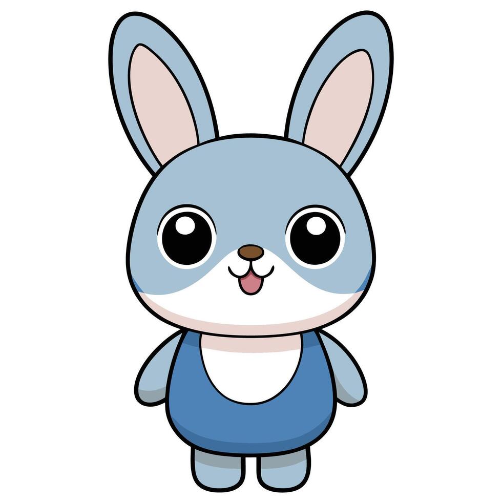blue bunny with big eyes white background vector