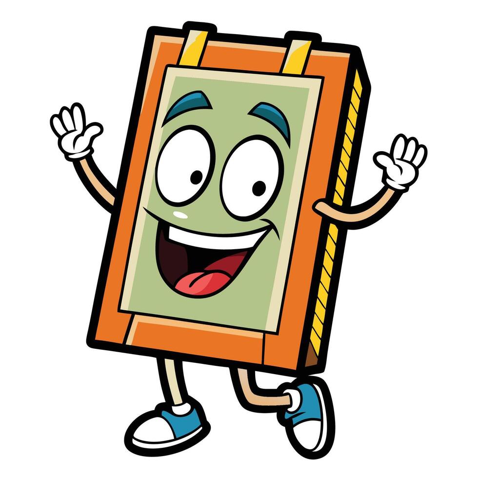 a cartoon character of a money box holding up his hands vector