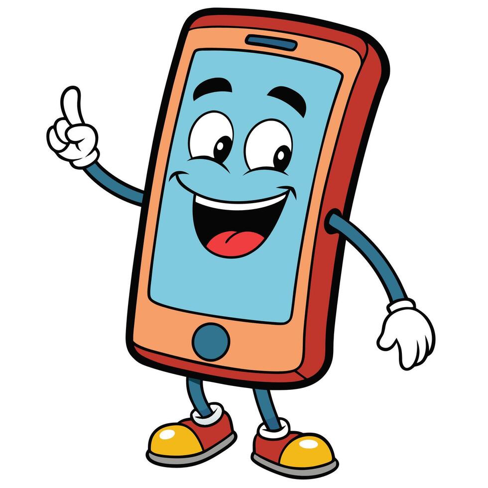 smartphone cartoon character showing a thumbs up white background vector