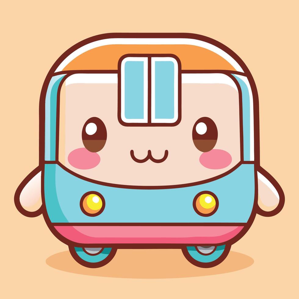 a cute little bus with a smile on its face white background vector