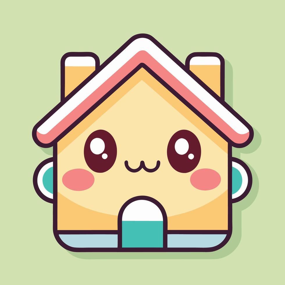 a cute house icon with a smiley face vector