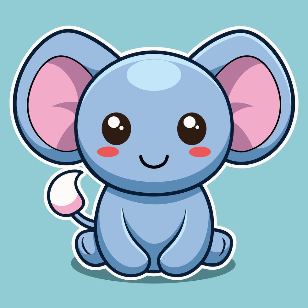 a cute cartoon elephant with big ears and pink eyes on white background vector