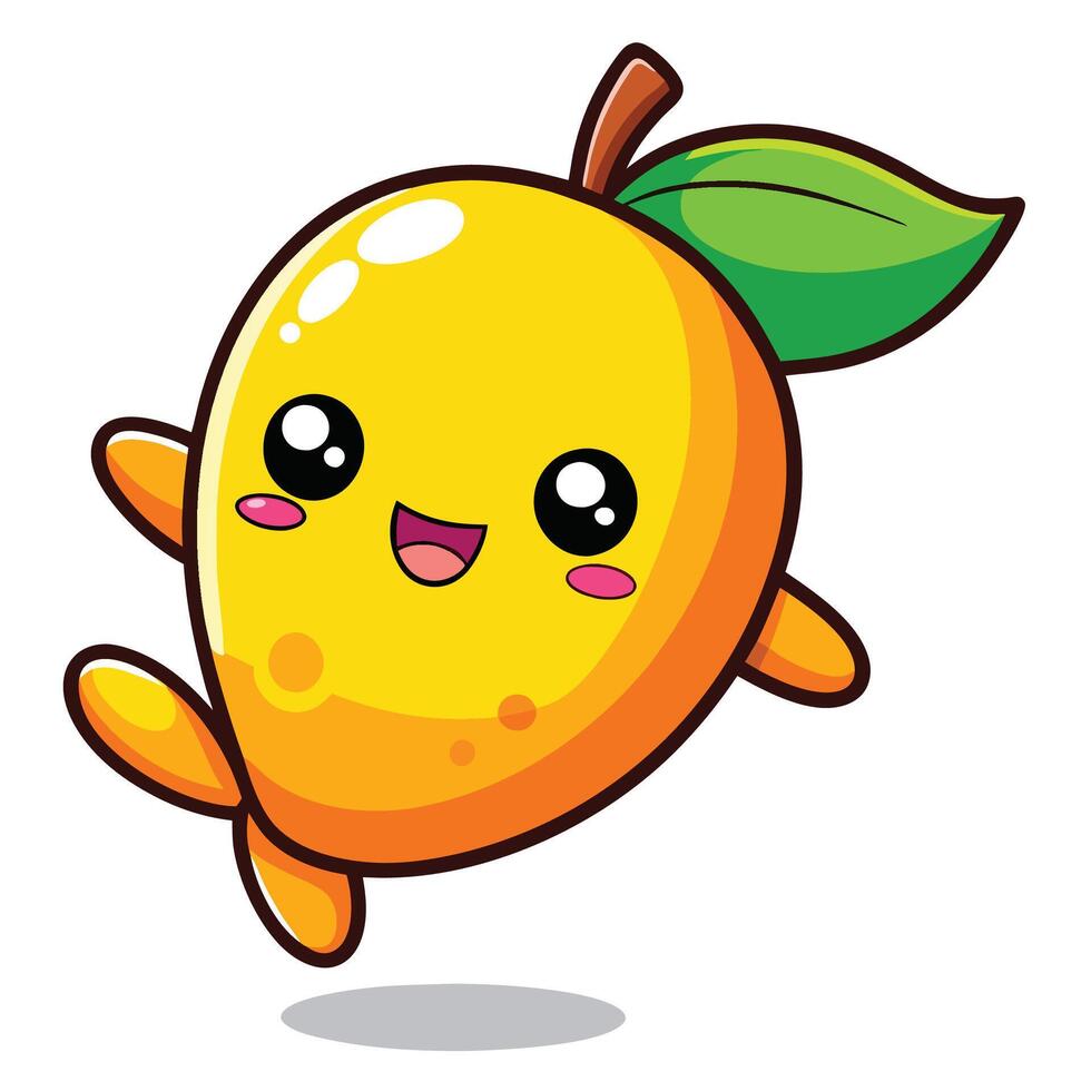 a cartoon lemon character witmh a green leaf vector