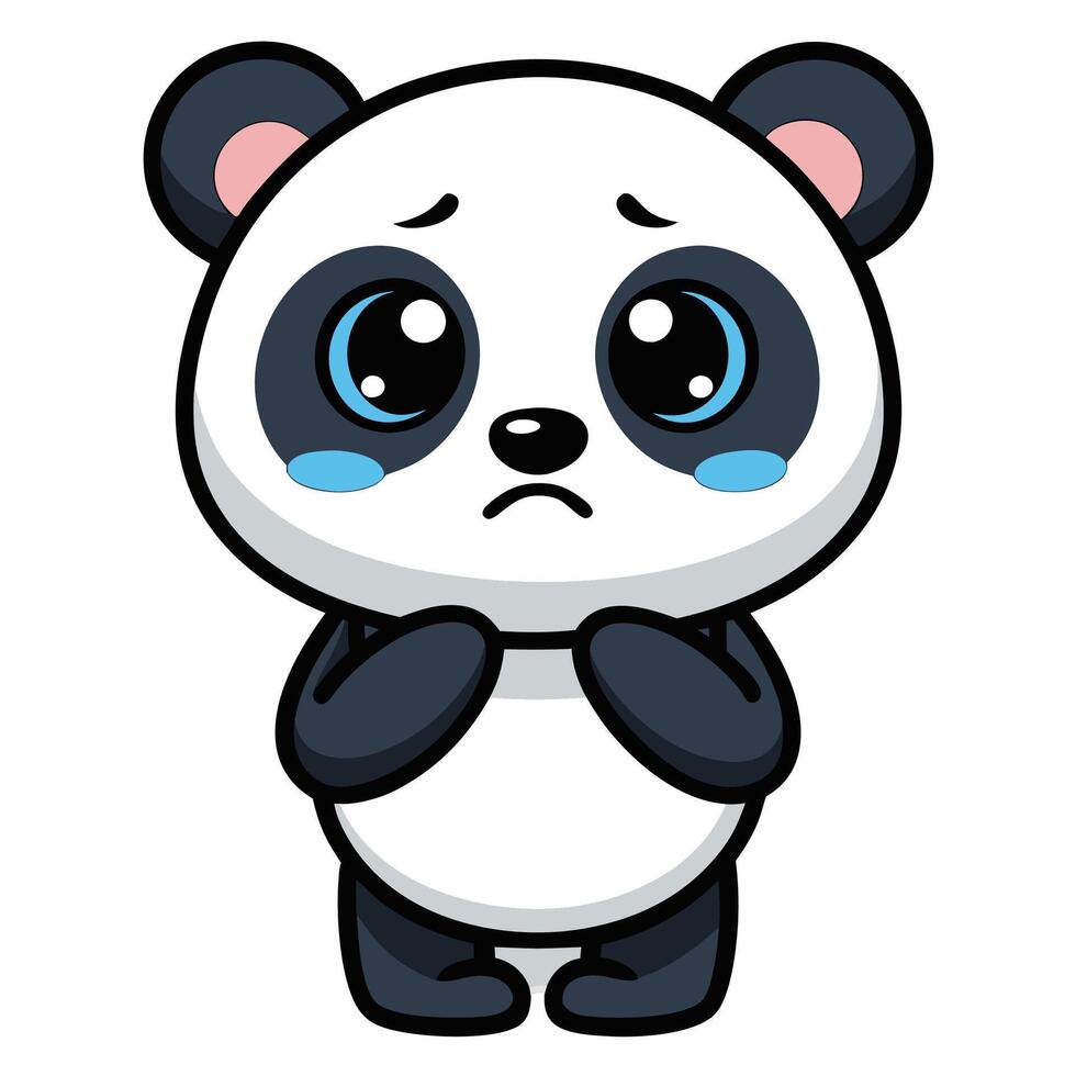 a cartoon panda bemar with sad eyes vector