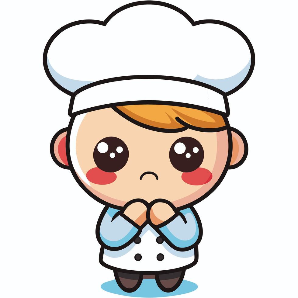 a cartoon chef with, a sad face vector