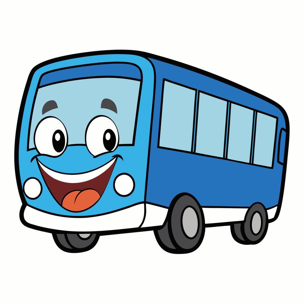 bus with a smile on its face white background white background vector