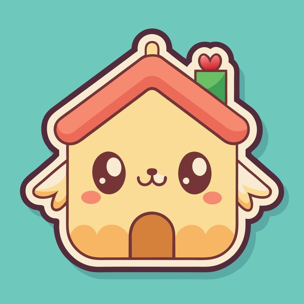 a cute house with a red nose and a red bow vector