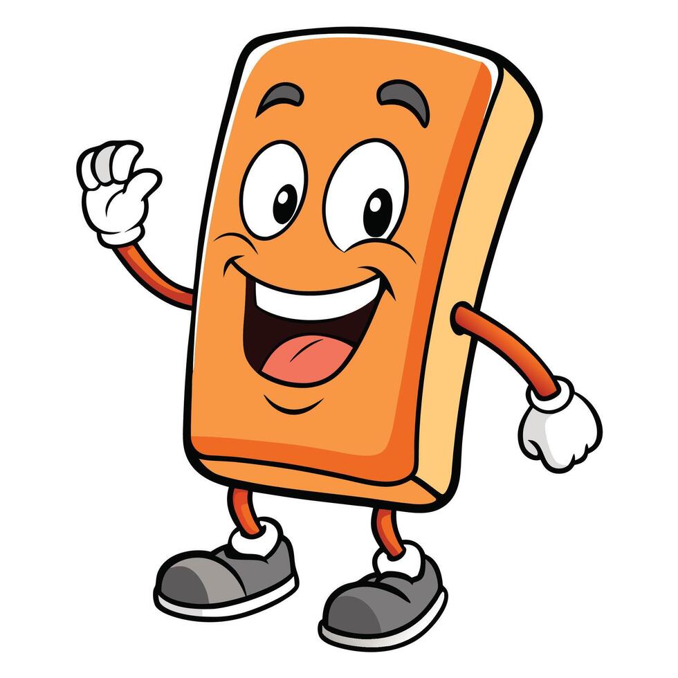 a cartoon orange brick character waving and smiling vector
