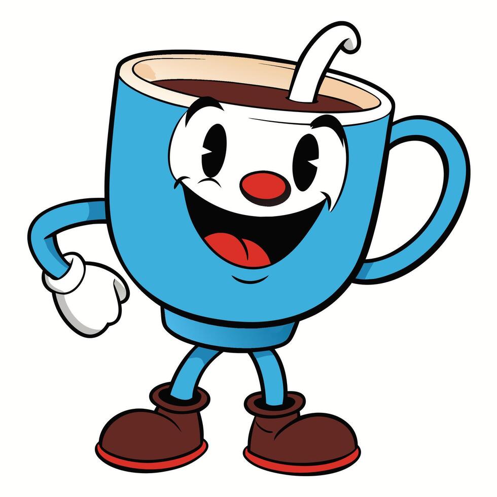 a cartoon character holding white background a cup of coffee white background white background vector