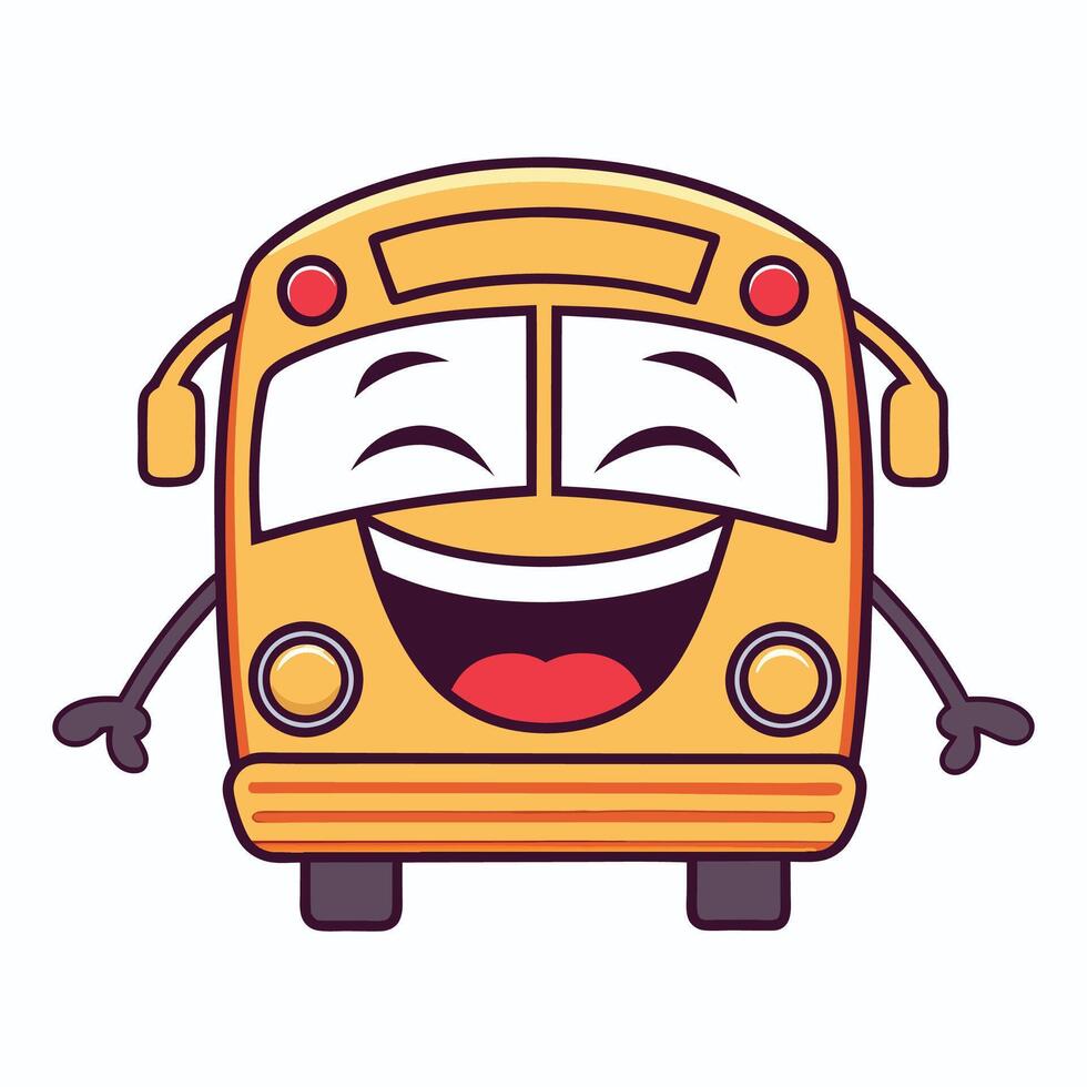 a cartoon school bus with a smile on its face white background vector