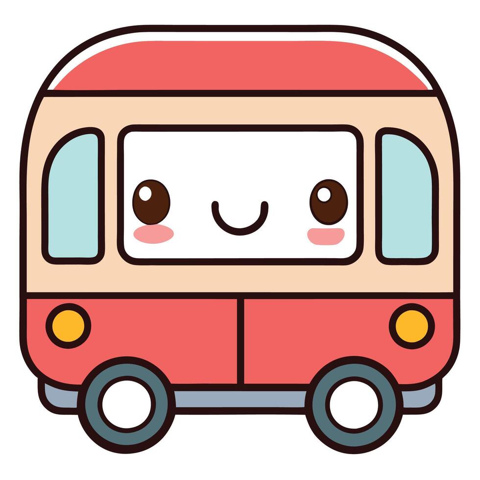 a cartoon bus with a smiley face on it white background vector