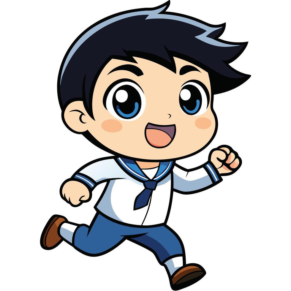 cartoon sailor boy running vector