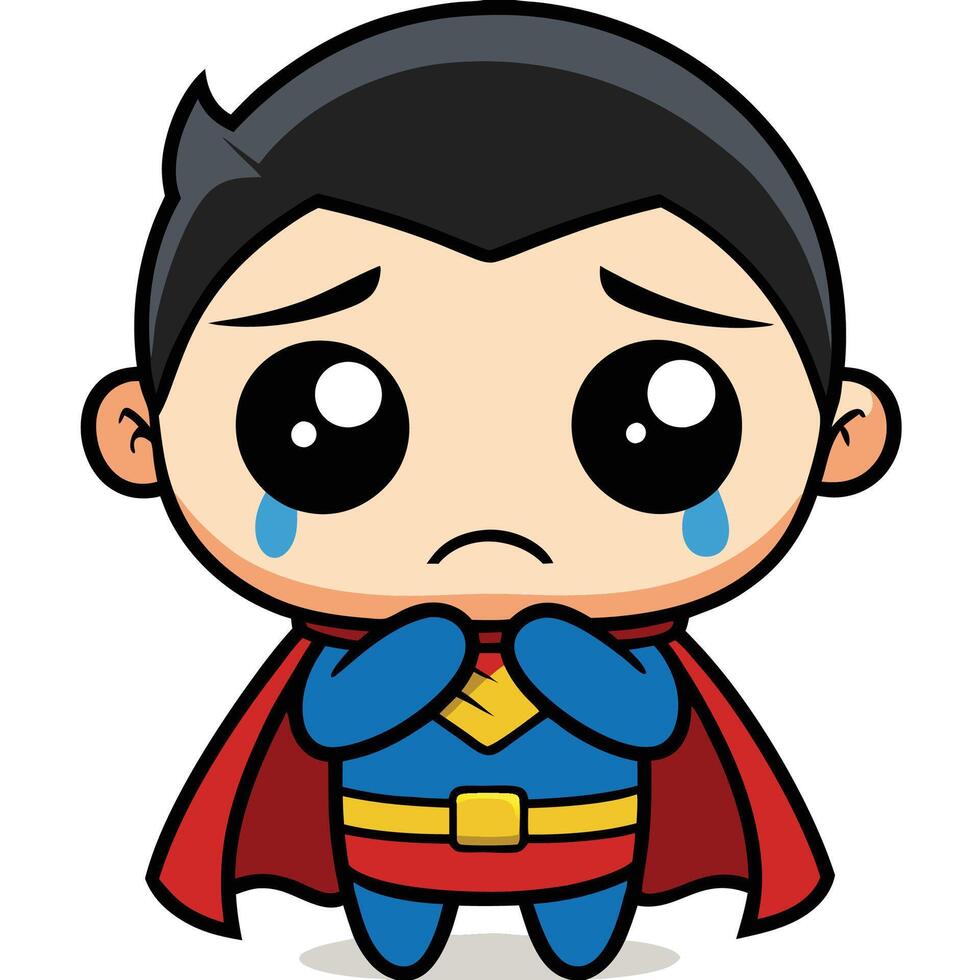 superman crying cartoonmcharacter vector