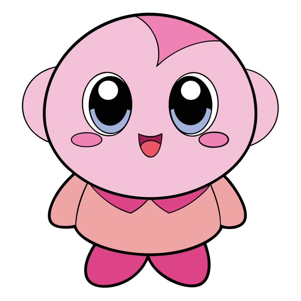 a cartoon pink baby with big eyes vector