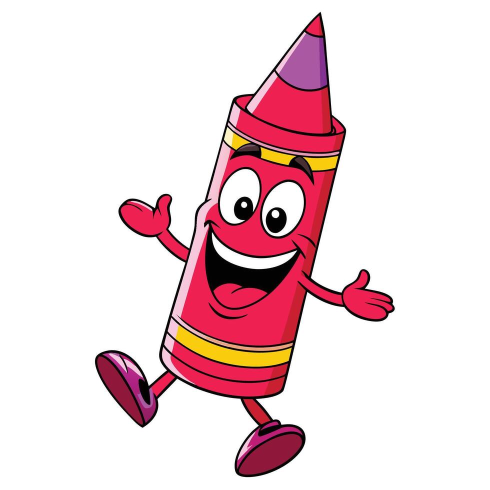 a cartoon crayon character with arms outstretched vector