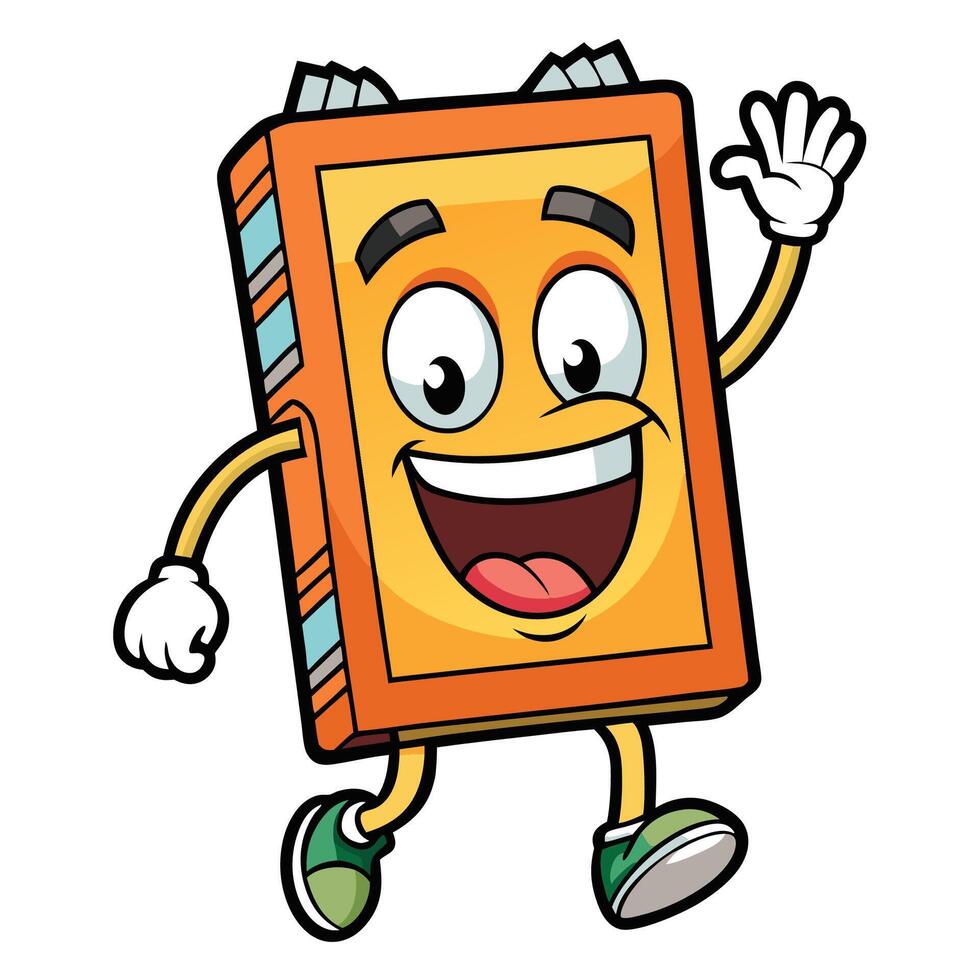 book character running with a book in his hand illustration vector