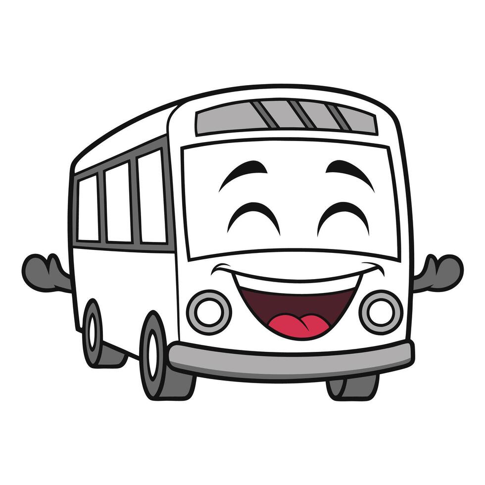 a cartoon bus with a happy face white background vector