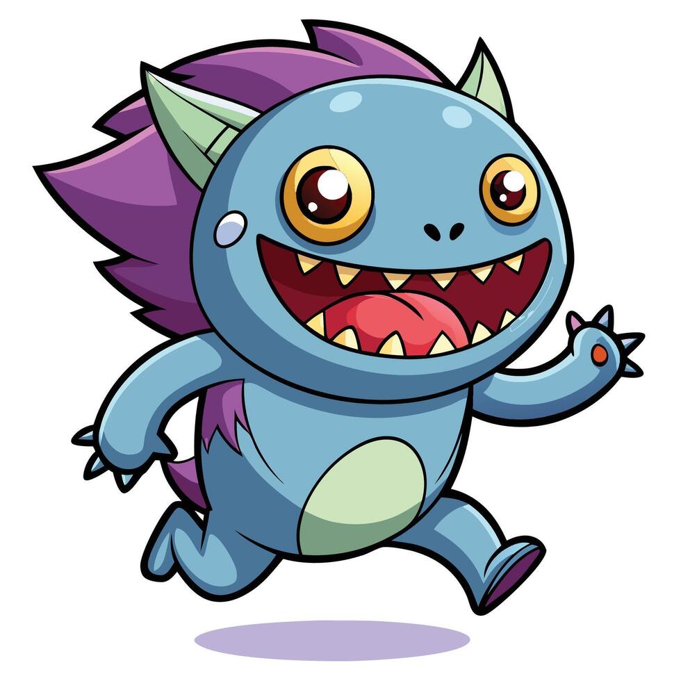 cartoon monster white background running illustration white background vector