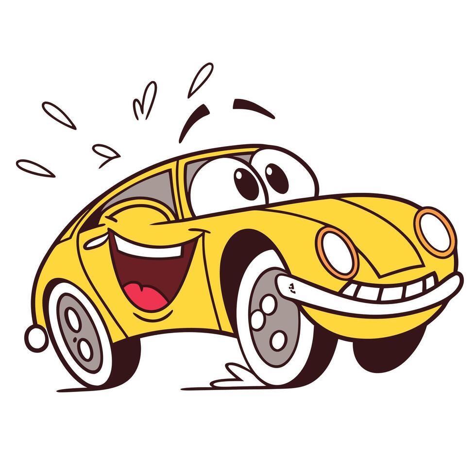 cartoon car with a smile vector