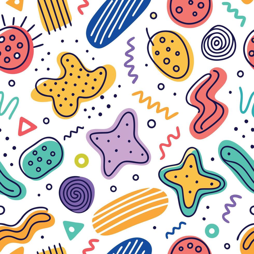 seamless pattern with colorfu white background l shapes and stars vector