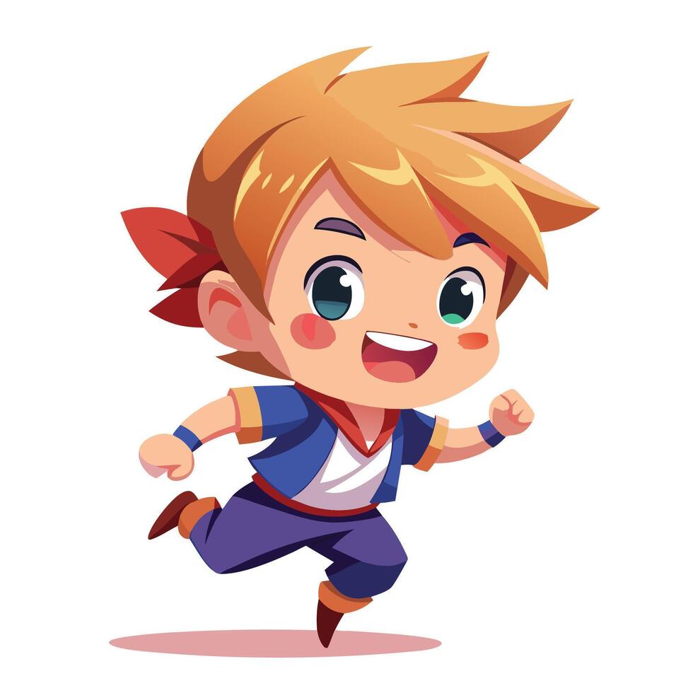 cartoon boy running with a smile on his face vector